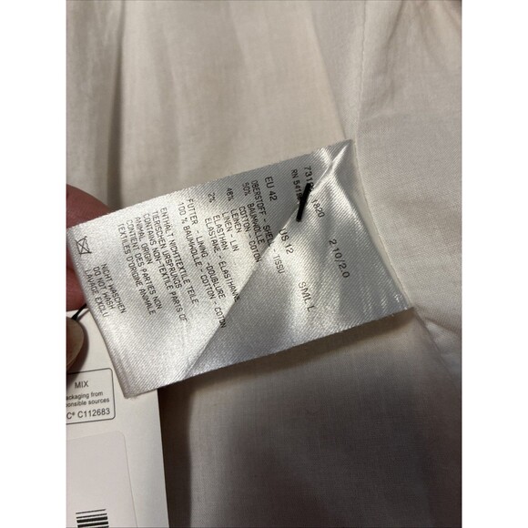 Bogner Women's Tan Blazer Jacket Size 12 Cotton Linen Blend Lined - Picture 11 of 12